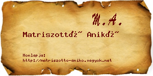 Matriszottó Anikó névjegykártya